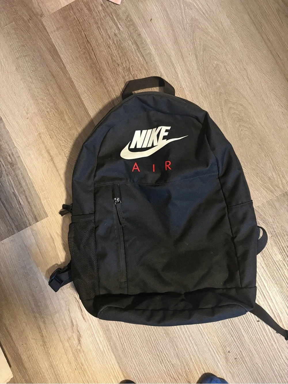 Nike Black Backpack with White Logo and Red 'Air'